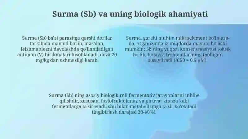 Sb va Sb* kationlarining tibbiyotdagi qoʻllanilishi 4