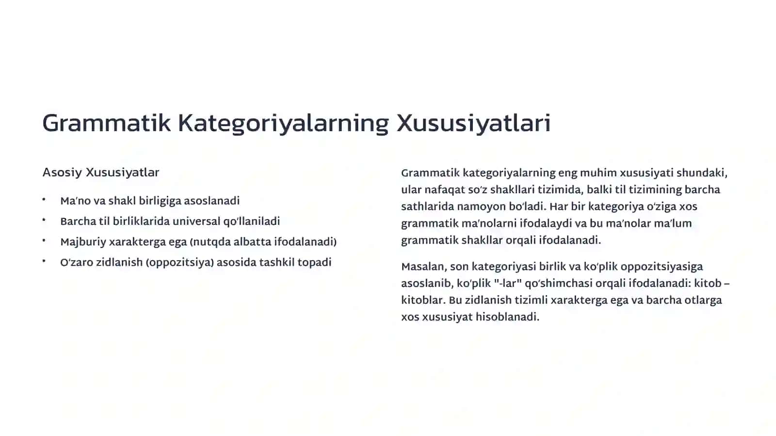 Oʻzbek Tilida Grammatik Kategoriyalar va Mustaqil Soʻz Turkumlari 4