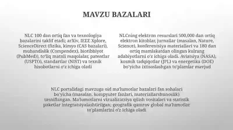 Mavzu: Kongress kutubxonasida ilm-fan va texnologiya bo'yicha elektron manbalar 4