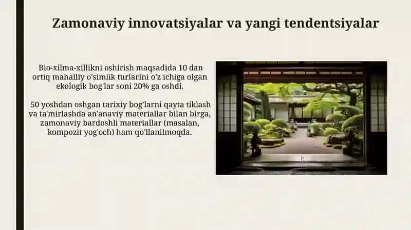 Yaponiyaning zamonaviy bogʻ-parklari 4