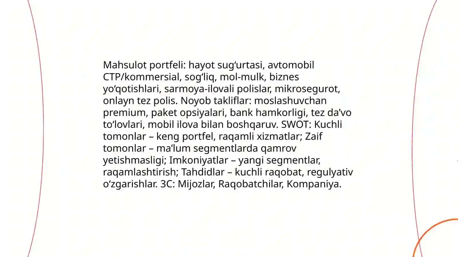 Alskom sugʻurta kompaniyasining SWOT,3C va PEST tahlilari 4