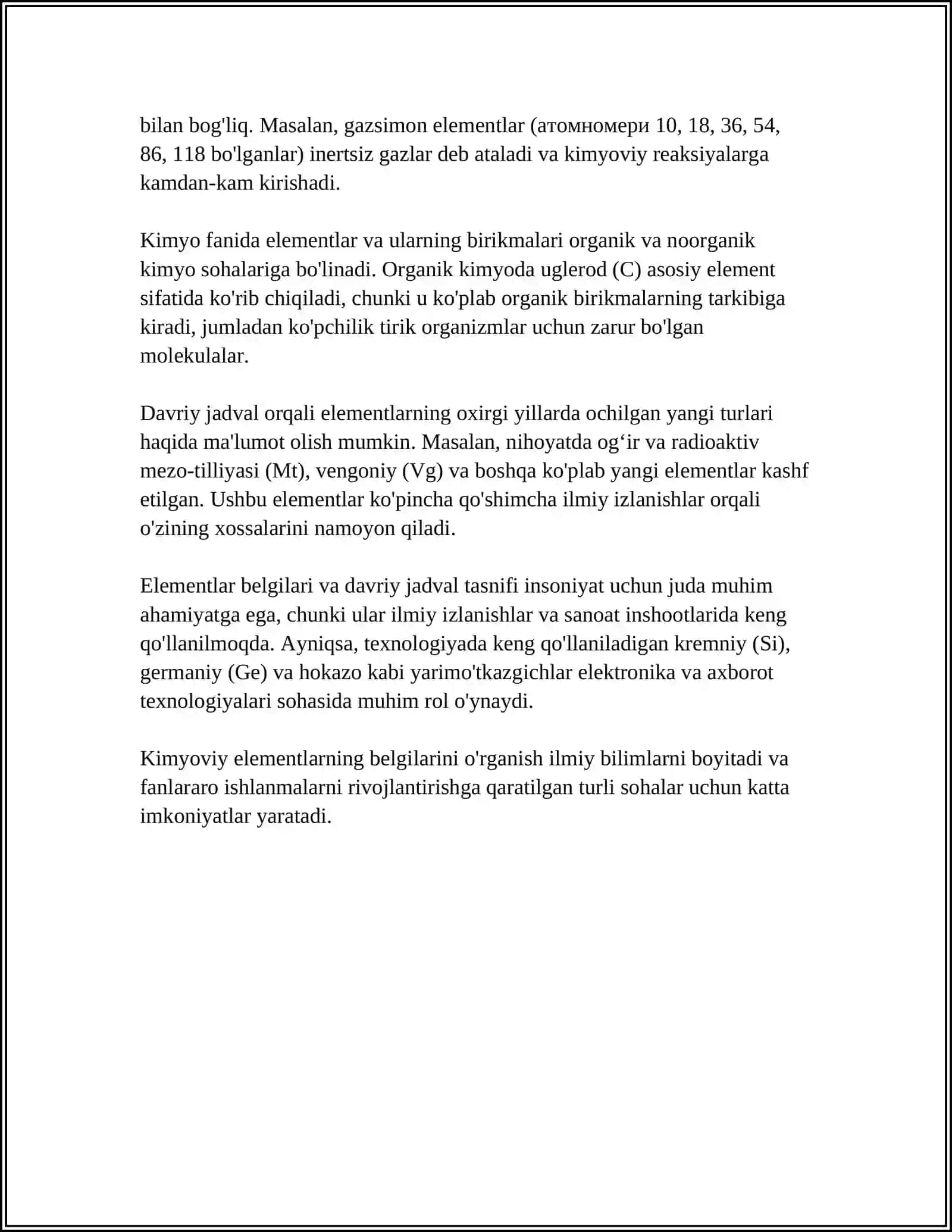 DASTLABKI KIMYODA ELEMENT ATOM TUSHUNCHASI 4