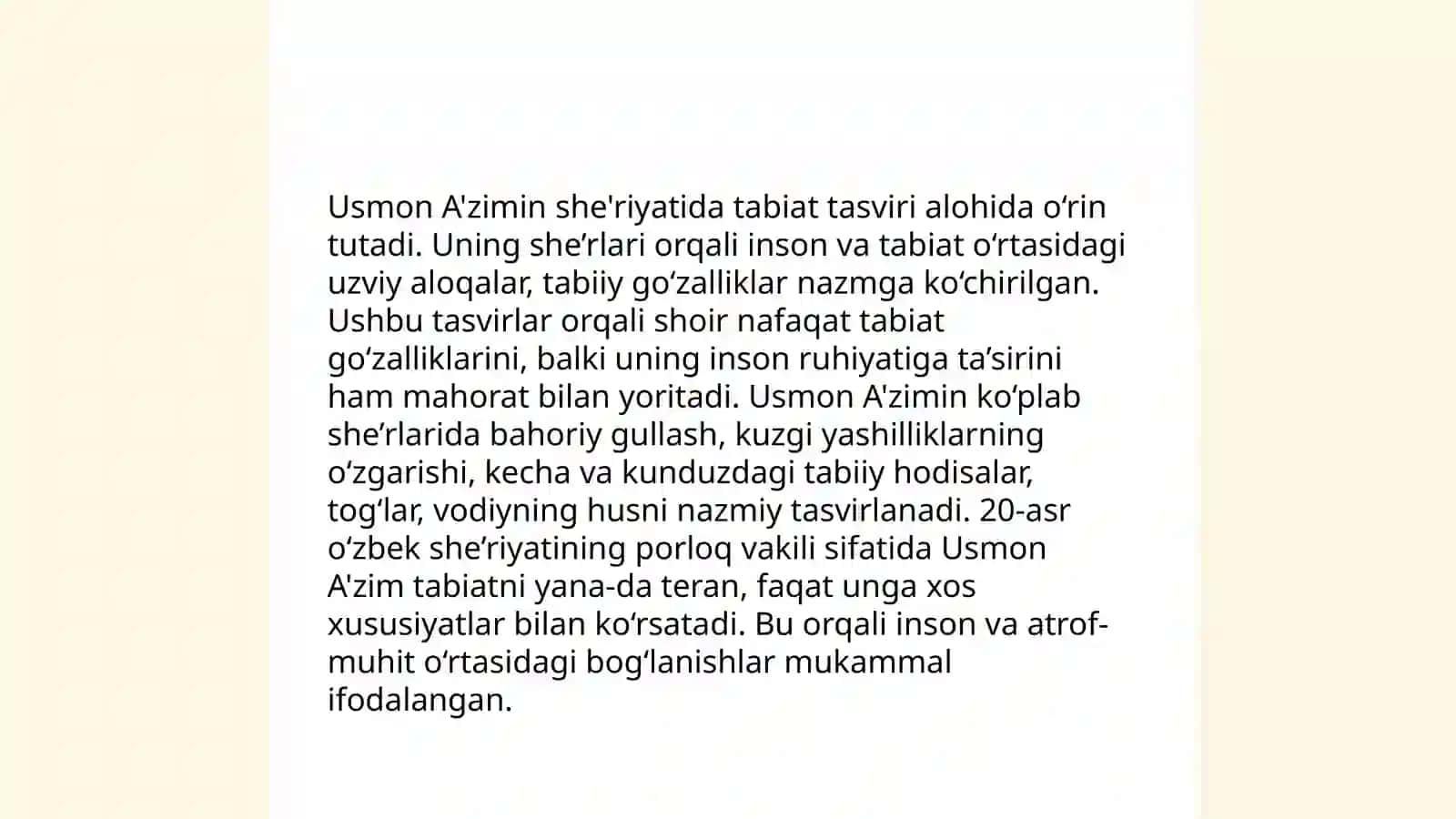 Usmon A'zim she'riyatida tabiat va inson munosabatlari tasviri 4