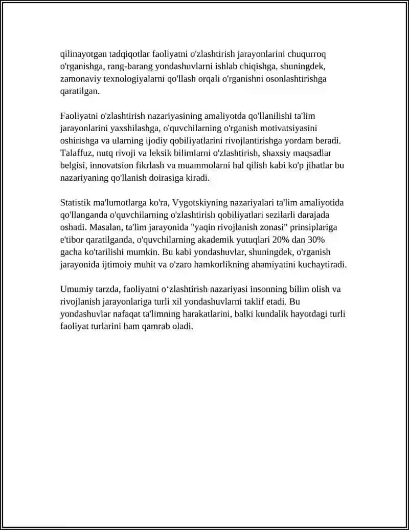 FAOLIYATNI OʻZLASHTIRILISHI VA MALAKALARINI EGALLASH 4