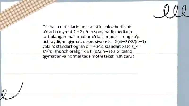 O'lchash natijalarini qayta ishlash 4
