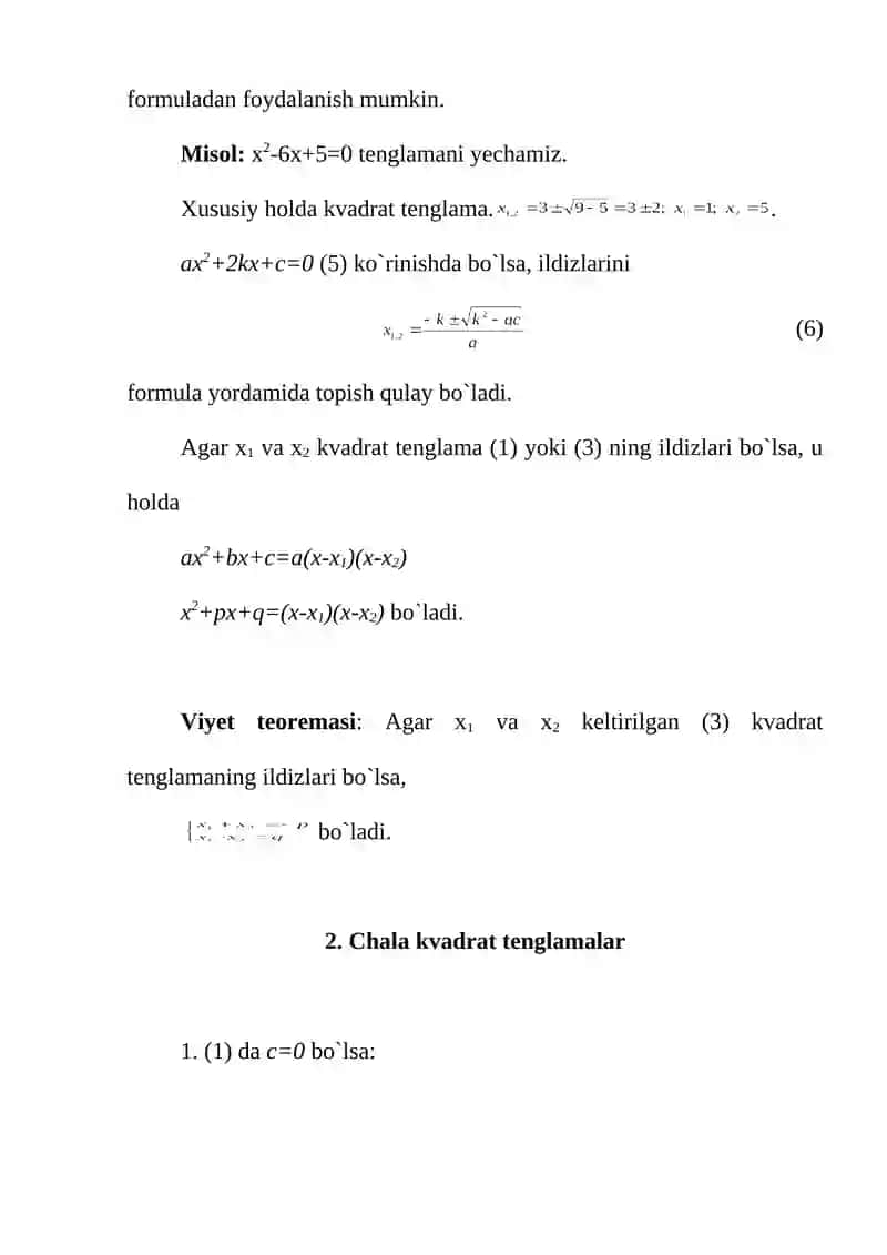 3ci va 4ci darajali algebrik tenglamalarni yechish 4