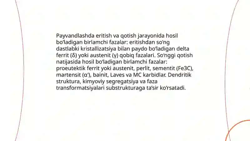 Metalldagi payvand chokini birlamchi strukturasi va substrukturasi 4