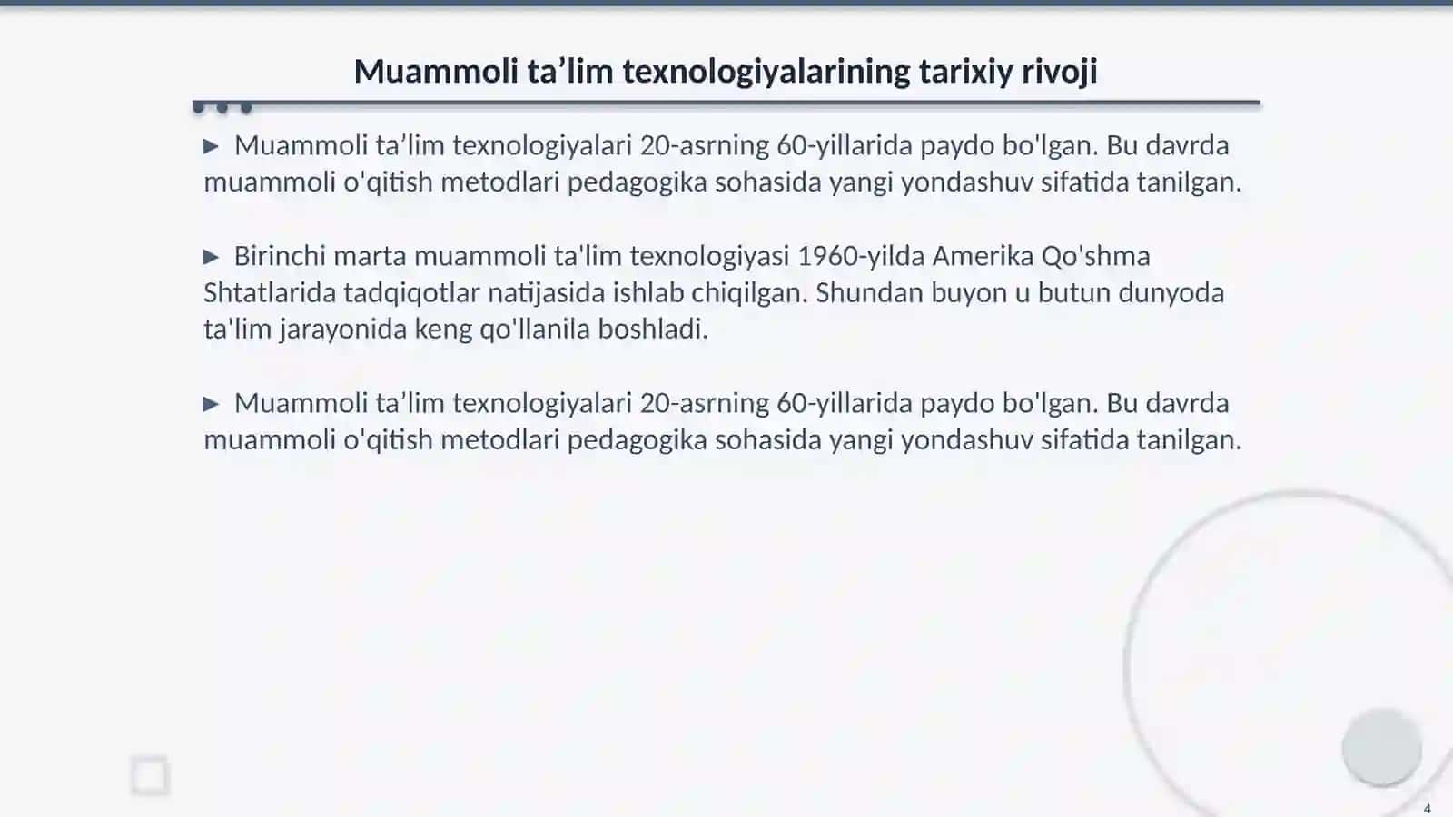 Muammoli taʼlim texnologiyalarning mazmuni va mohiyati 4