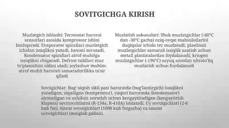 Muzlatkich texnologiyalari va turlari 4