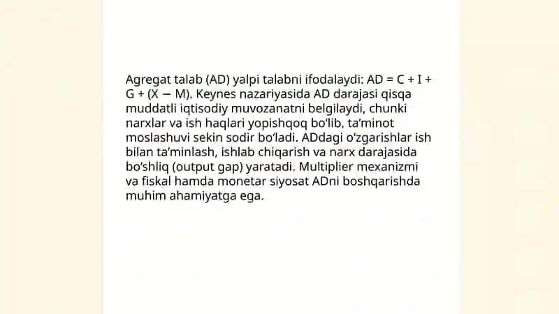 Keyns va keynschilik ta'limoti.Nomukammal raqobat bozori nazariyalari 4