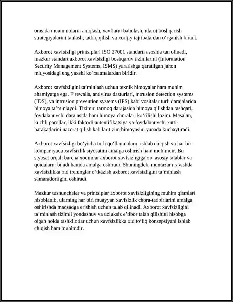 Axborot xavfsizligining asosiy tushunchalari va printsiplari 4