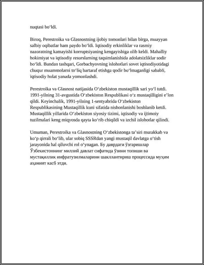 Perestroka va glasnostning O‘zbekistonga ta’siri 4