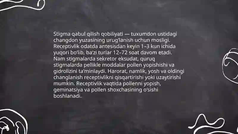 Changlanish biologiyasi va qõsh uruğlanish jarayoni 4