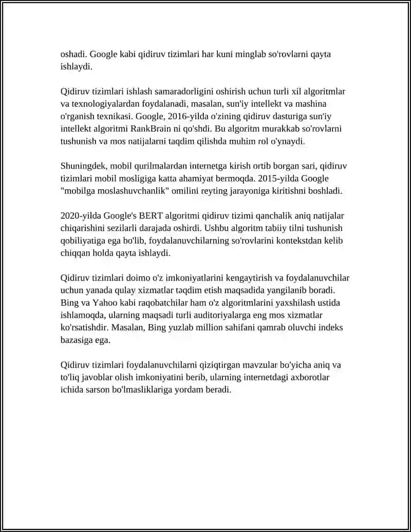 INTERNET QIDIRUV TIZIMIDA AXBOROTLAR QIDIRISH VA TANLANGAN AXBOROTLARNI OLISH 4