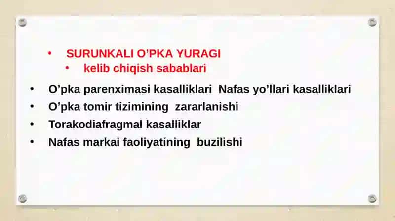 OʻPKA YURAGI (Cor pulmonale) 4