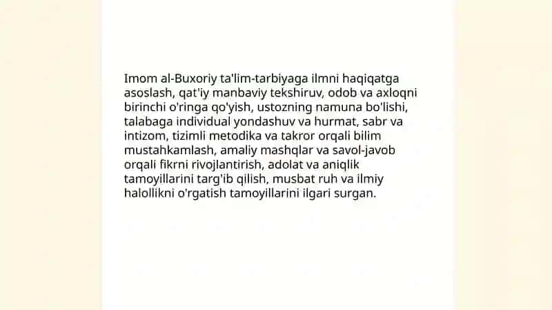 Imom al-Buxoriyning pedagogik ĝoyalari 4