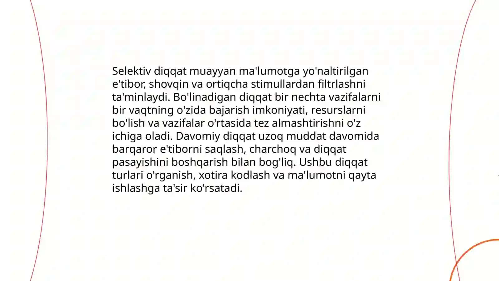 Xotira va diqqat muommolari kognitiv psixologiyaning yadrosi sifatida 4