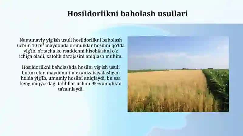 Ma'lumotlar yig'ish va ekin maydonlarini o'lchash 4