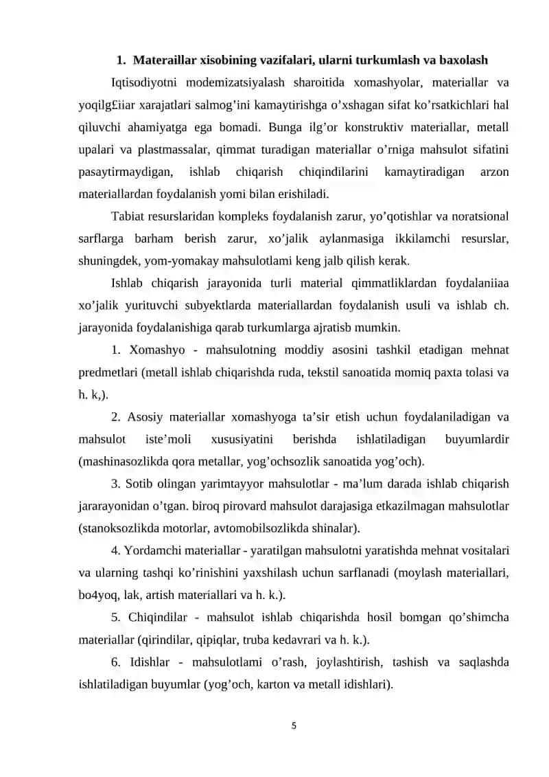 MATERIALLAR SARFLANISHINI BUXGALTERIYA XISOBGA OLISH 4