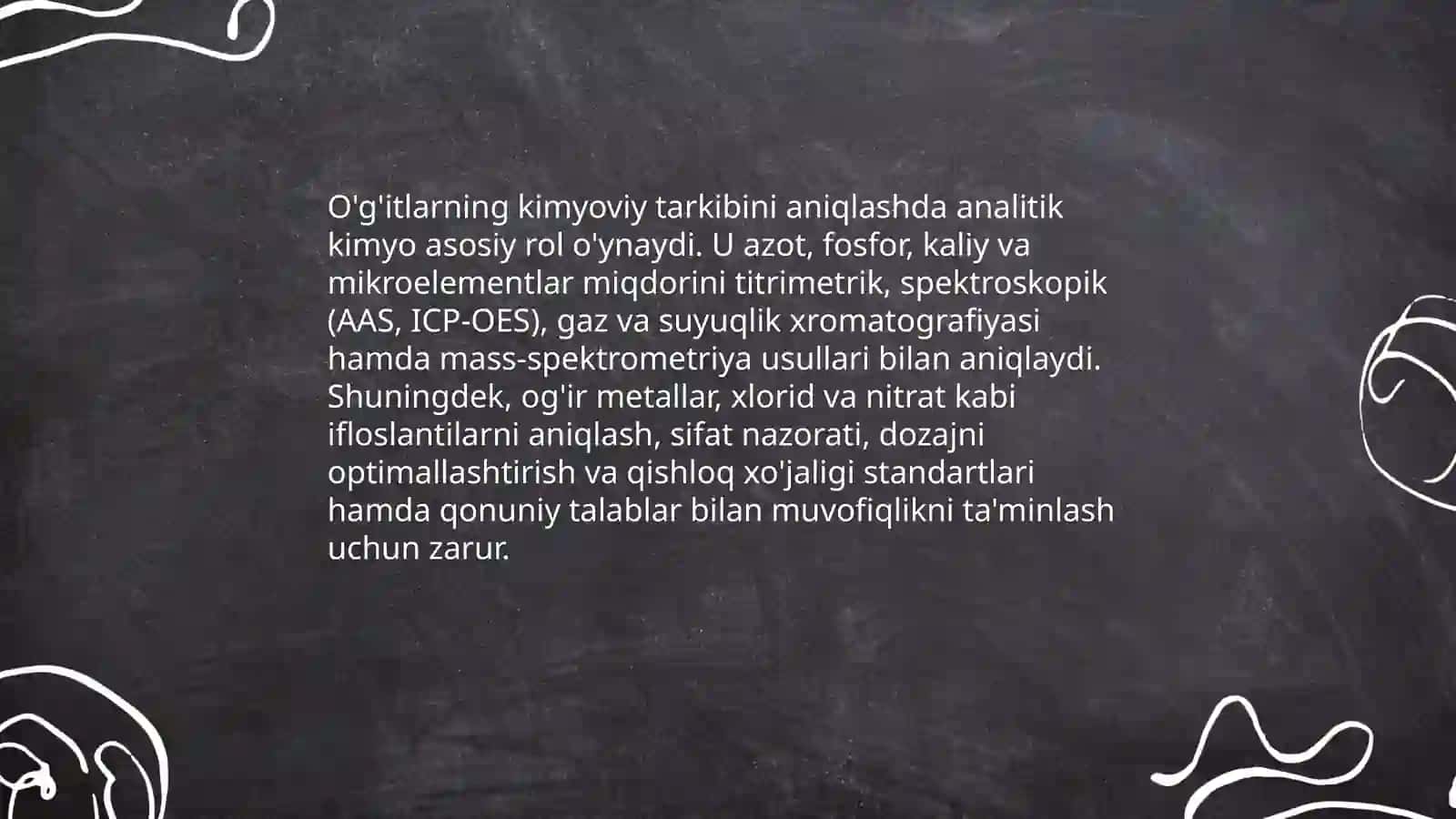 Analitik Kimyo fanining qishloq xõjaligidagi tutgan õrni va ahamiyati tõğrisida 4