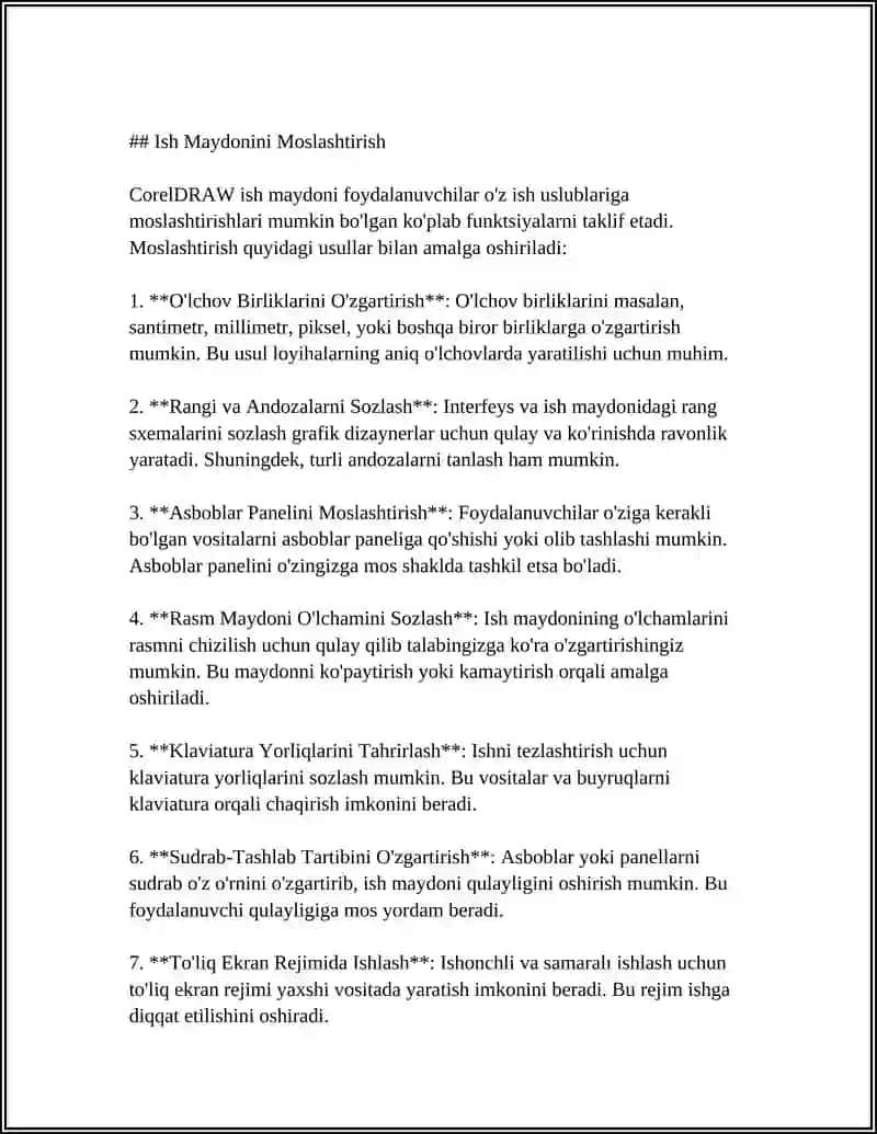 COREL DRAW DASTURINING IMKONIYATLARI VA QOLLANILISHI 4