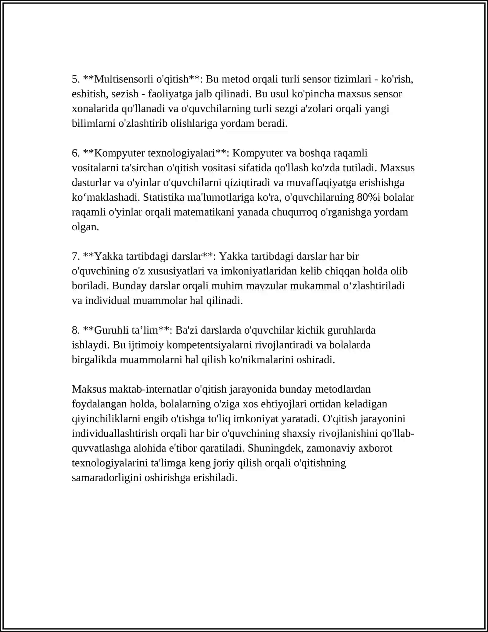 IXTISOSLASHTIRILGAN MAXSUS MAKTAB-INTERNATLARIDA O‘QISH MALAKALARINIRIVOJLANTIRISH 4
