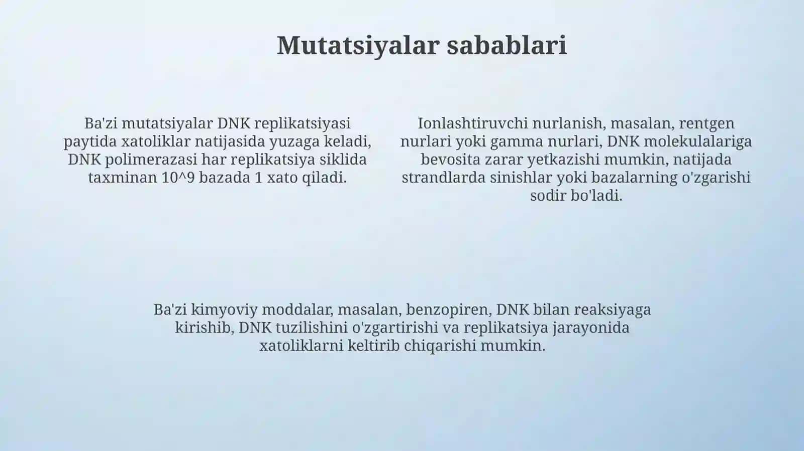 Mutatsiyalarning shakllari va sabablari 4