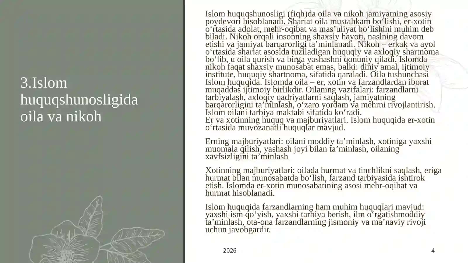 Islom Huquqshunosligi va Oilaviy Munosabatlar 4
