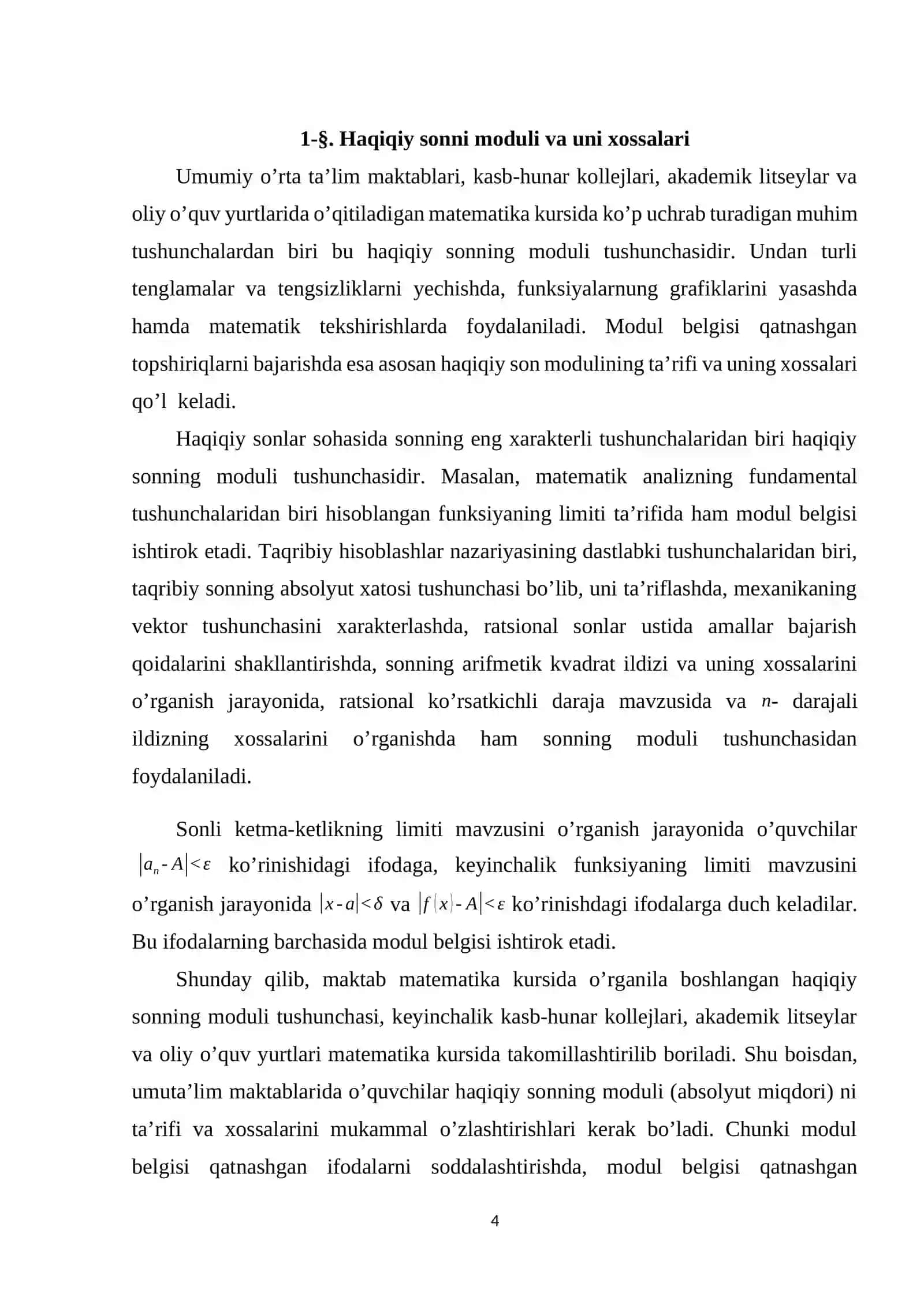 Modulli tenglamalar va ularni yechish 4