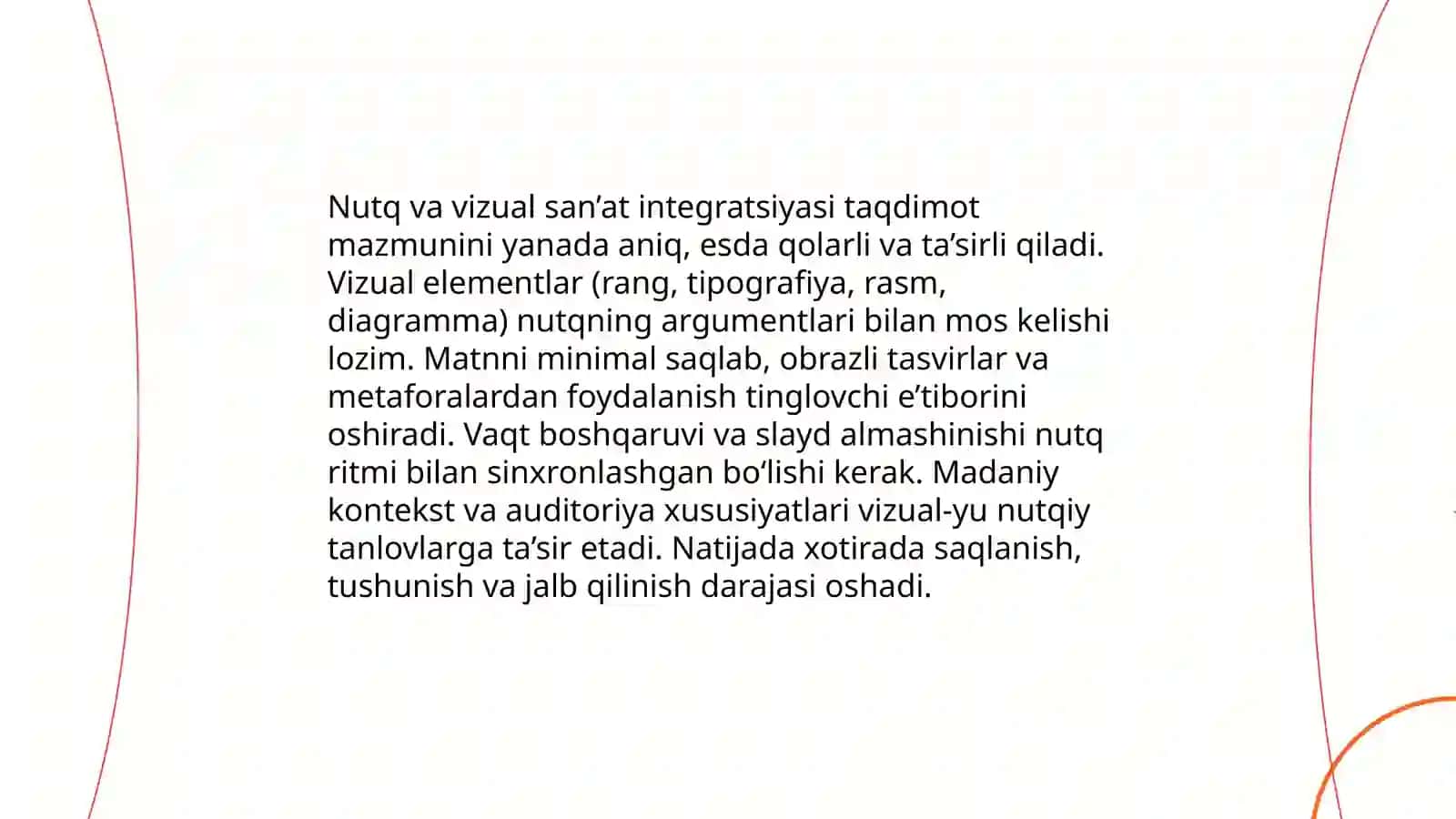 Taqdimotlar tayyorlashda sóz va san'atning uygunligi 4
