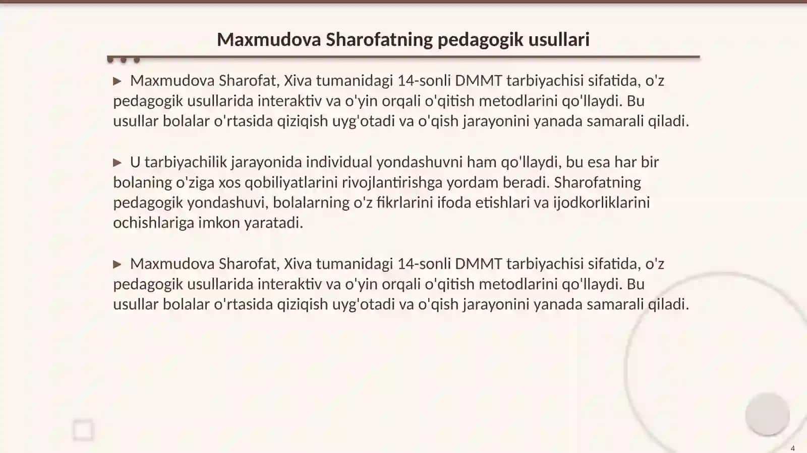 Ijodkor tarbiyachilik - ta'rifi va ahamiyati 4