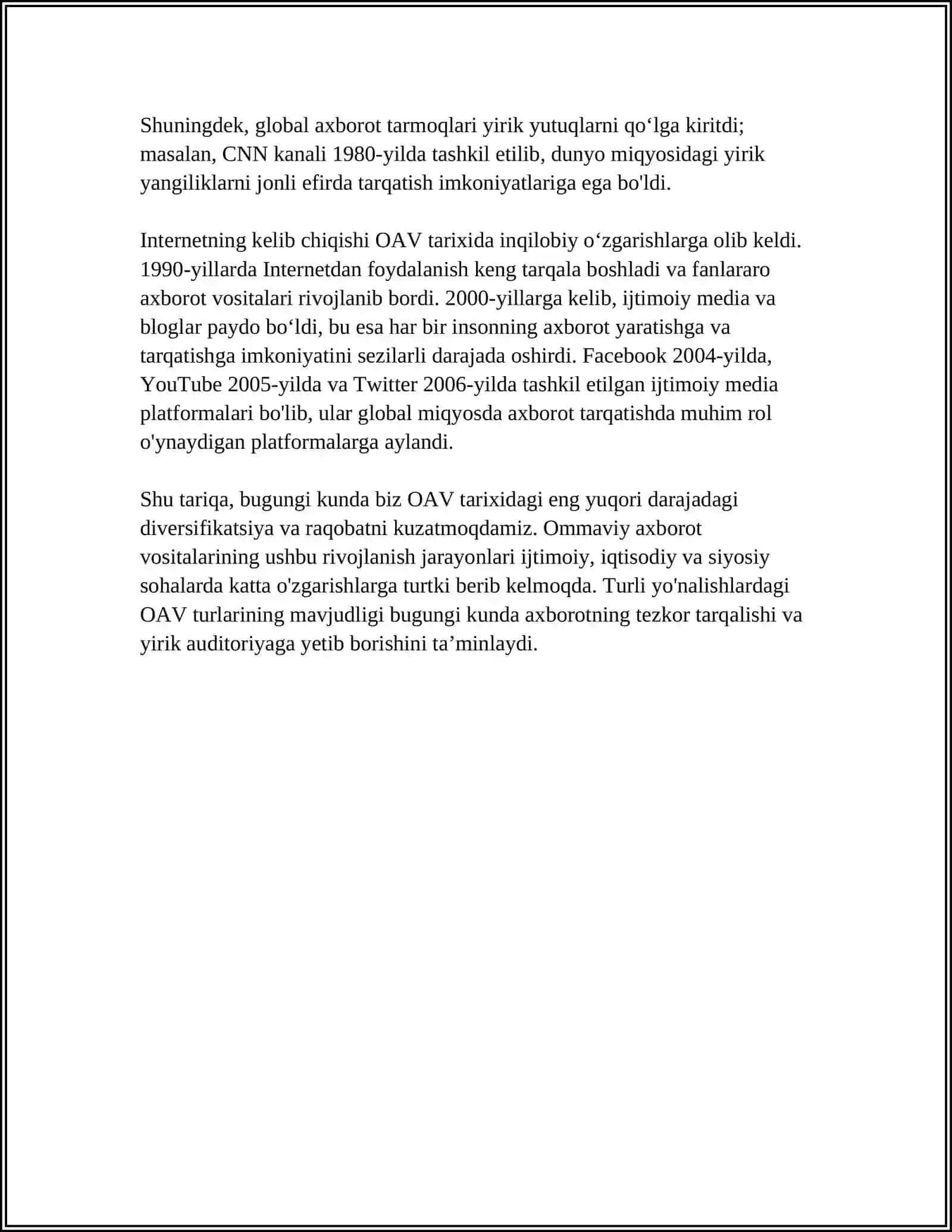 ÓZBEKISTON RESPUBLIKASIDA OMMAVIY XABAR VOSITALARINING FOALIYATI 4