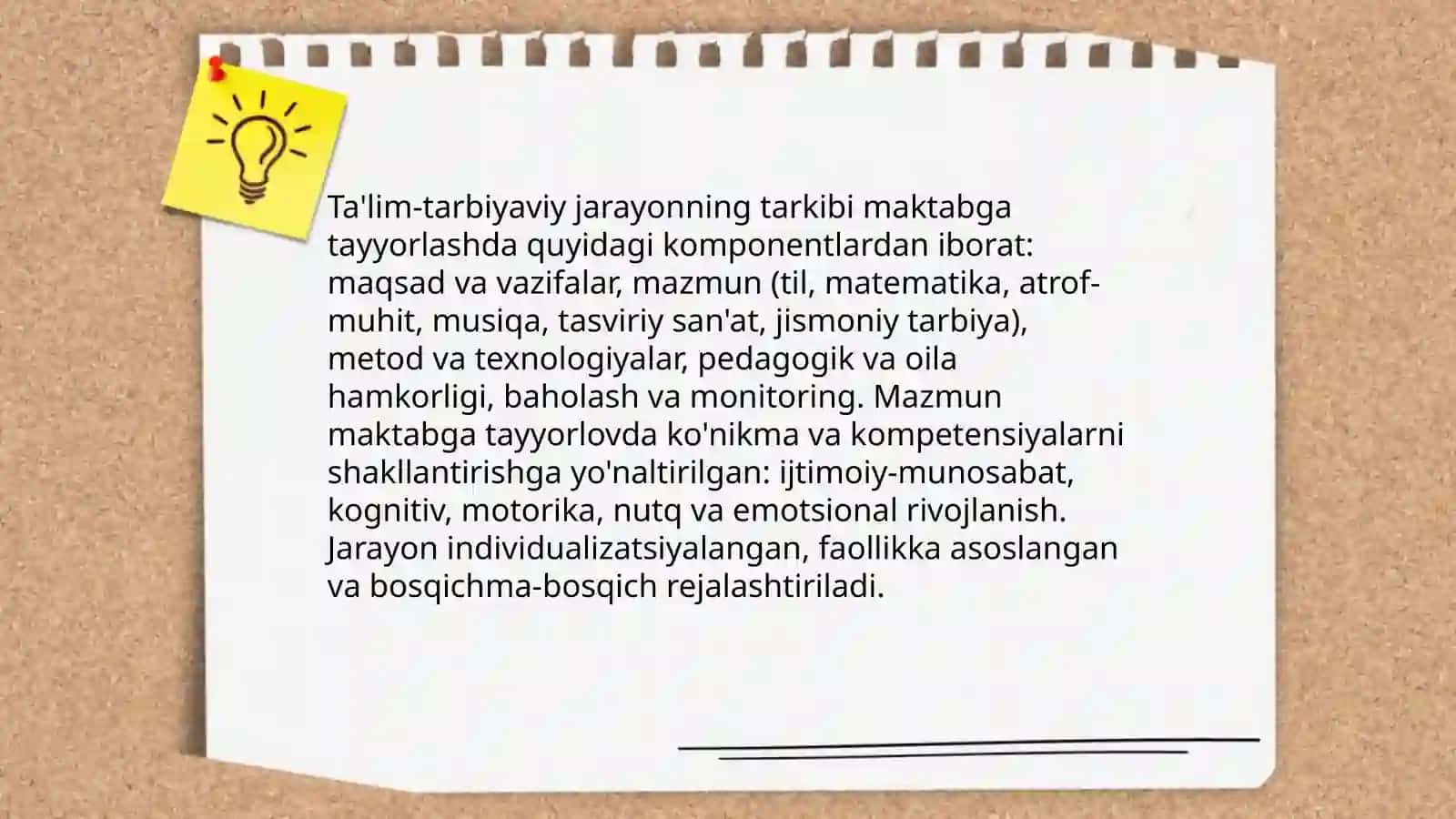 Maktab ta'limiga tayyorlash ta'lim- tarbiyaviy jarayonning o'rni va xususiyatlari 4