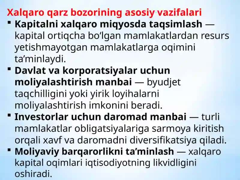 8-mavzu.Xalqaro qarz qimmatli qog‘ozlar bozori. Evroobligatsiyalar 4