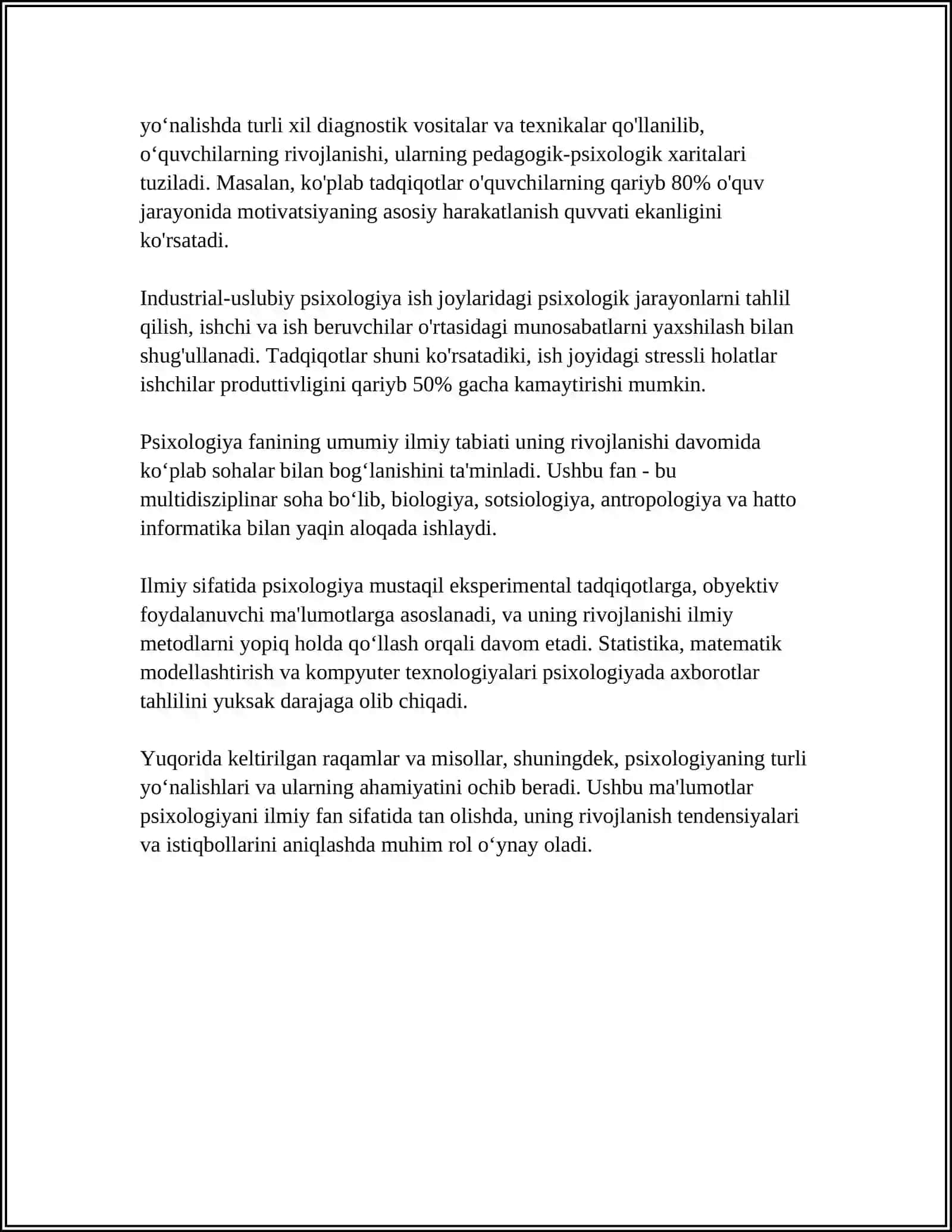 PSIXOLOGIYANING FANLAR TIZIMIDA TUTGAN OʻRNI 4
