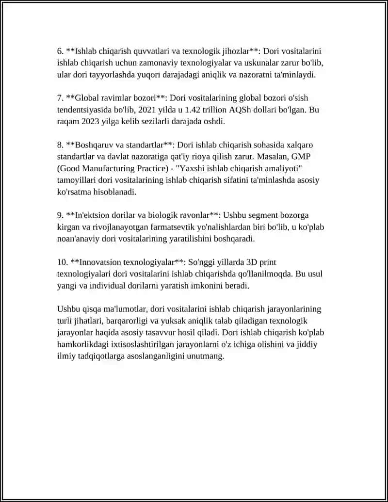 Dori Vositalarini Ishlab Chiqarish Texnologiyalari 4