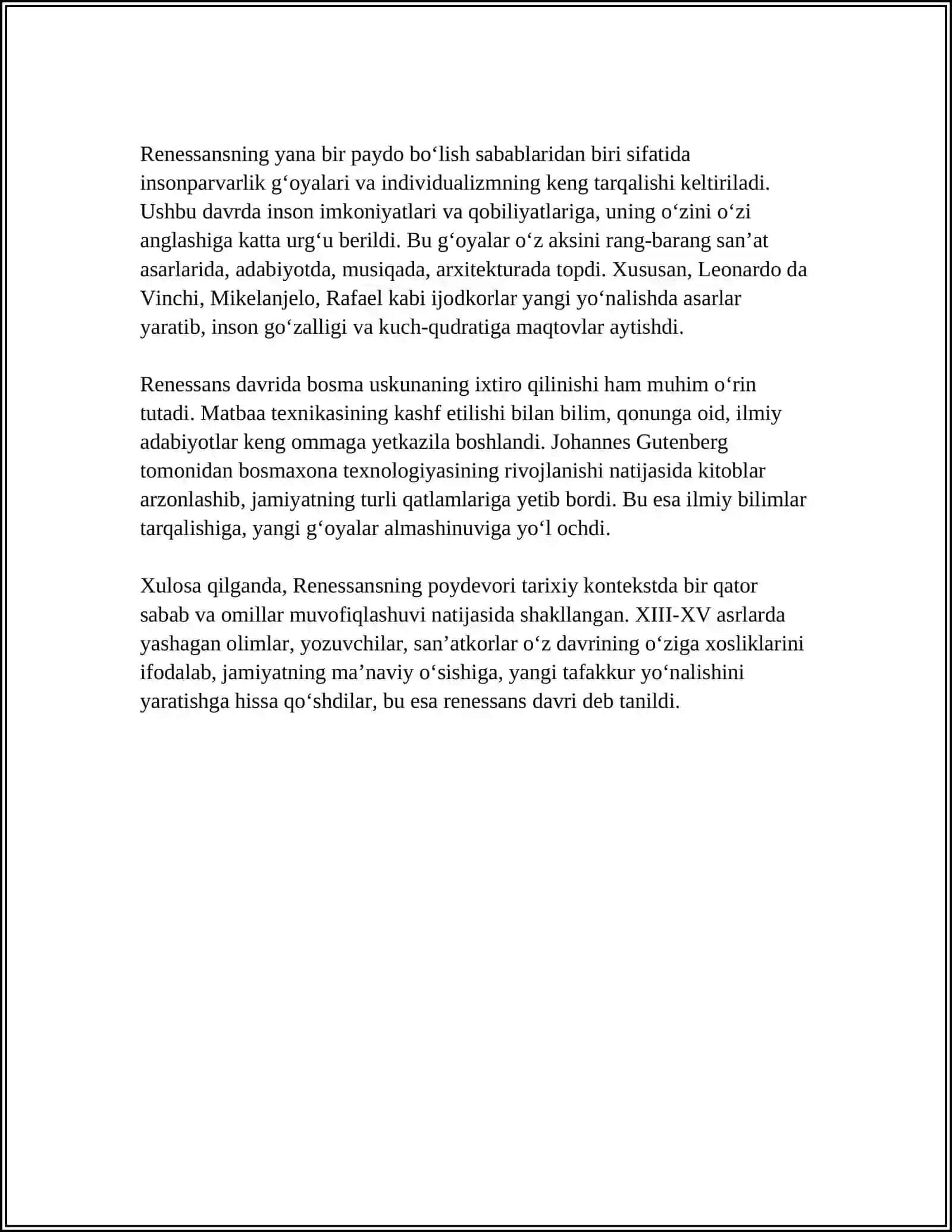 RENESSANS POYDEVORI MAVZUSIDA 4