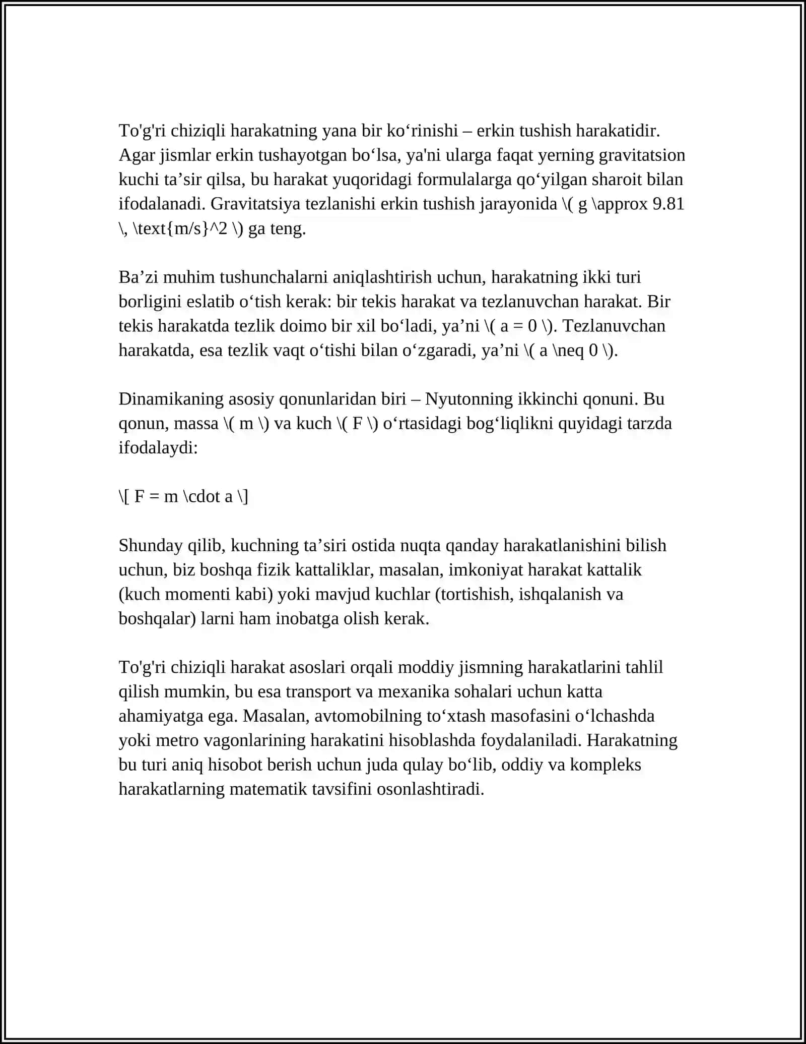 Nuqtaning Murakkab Harakti 4