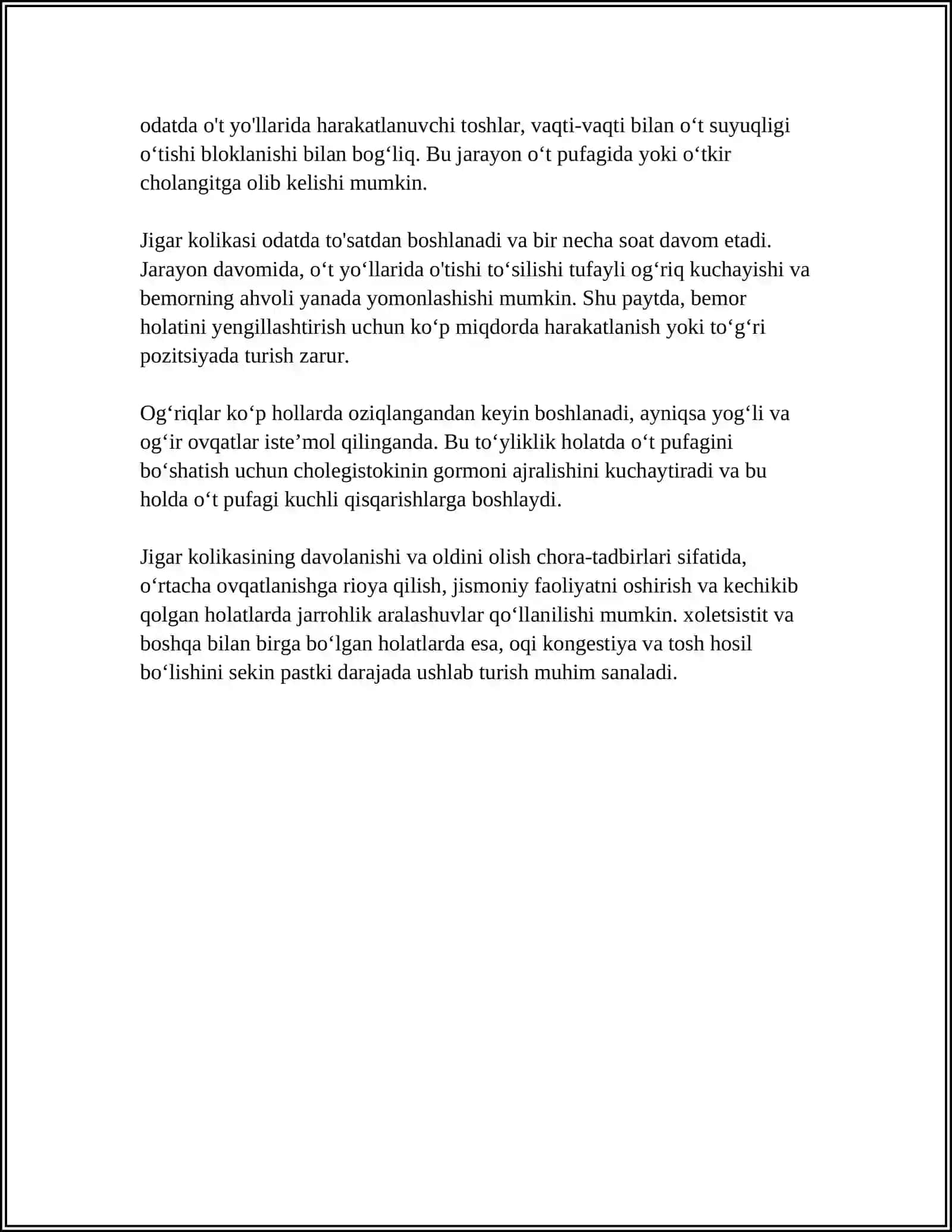 JIGAR KOLIKASI, SARIQLIK SINDROMI, JIGAR DISFUNKSIYASI SINDROMLARINING RATSIONAL TERAPIYASIGA KLINIK-FARMAKOLOGIK YONDASHUV 4