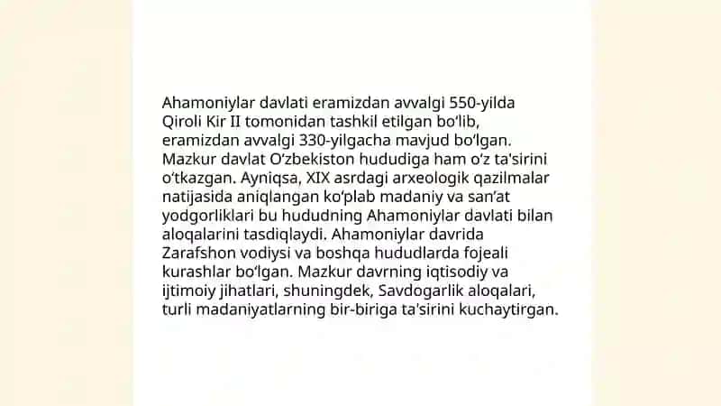 O‘zbek davlatchiligining tarixiy bosqichlari (O‘zbekiston hududidagi davlatlar tarixi misolida) 4