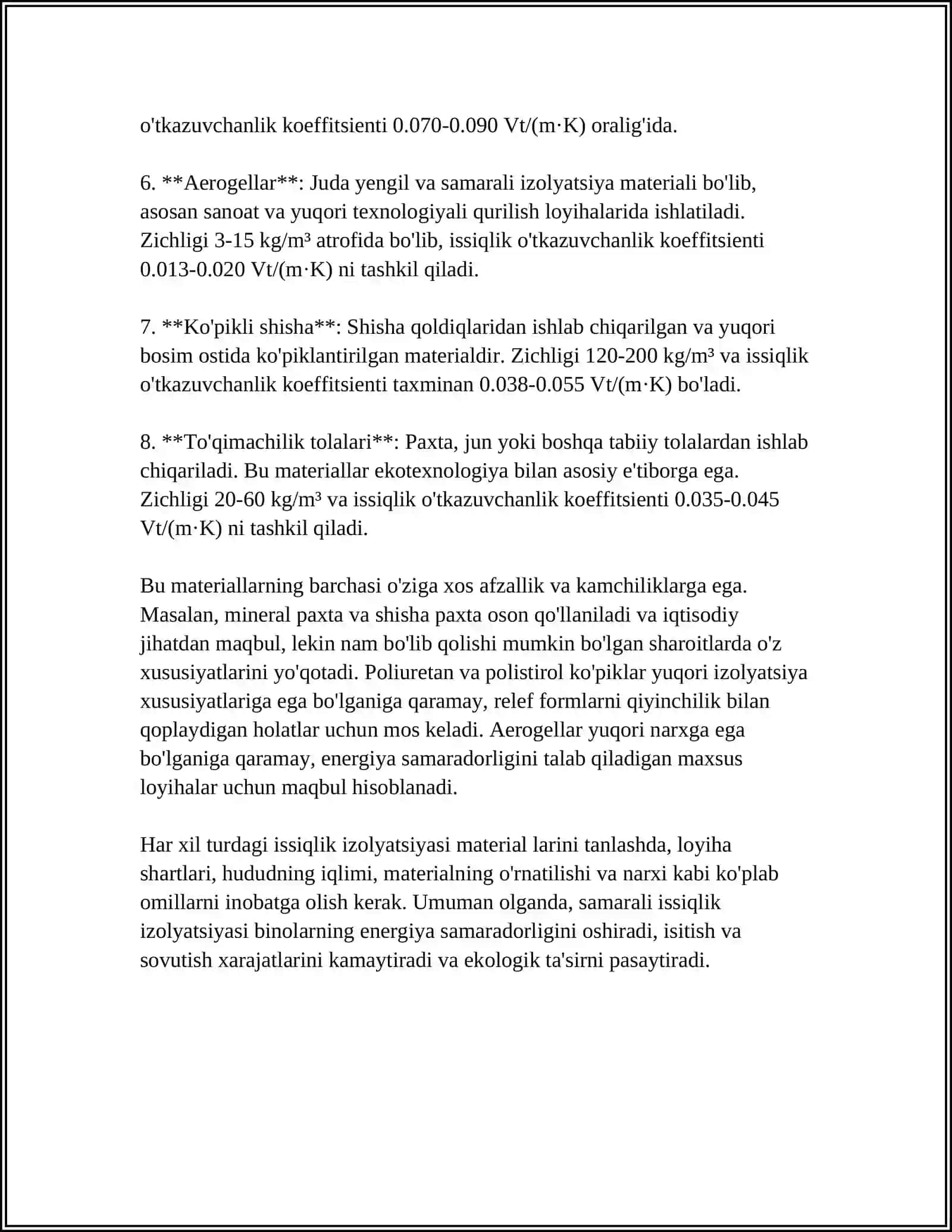 ISSIQLIK IZOLYATSIYASI MATERIALLARINING TAHLILI 4