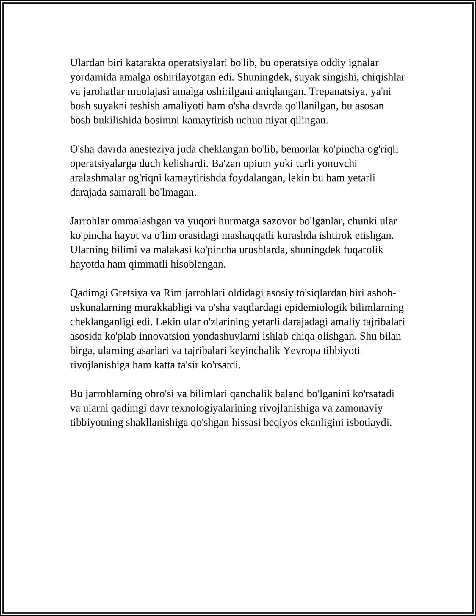 QADIMGI GRETSIYA VA RIMDA JARROHLIK USULLARI.ANTIK DAVRI TEXNOLOGIYALARI 4