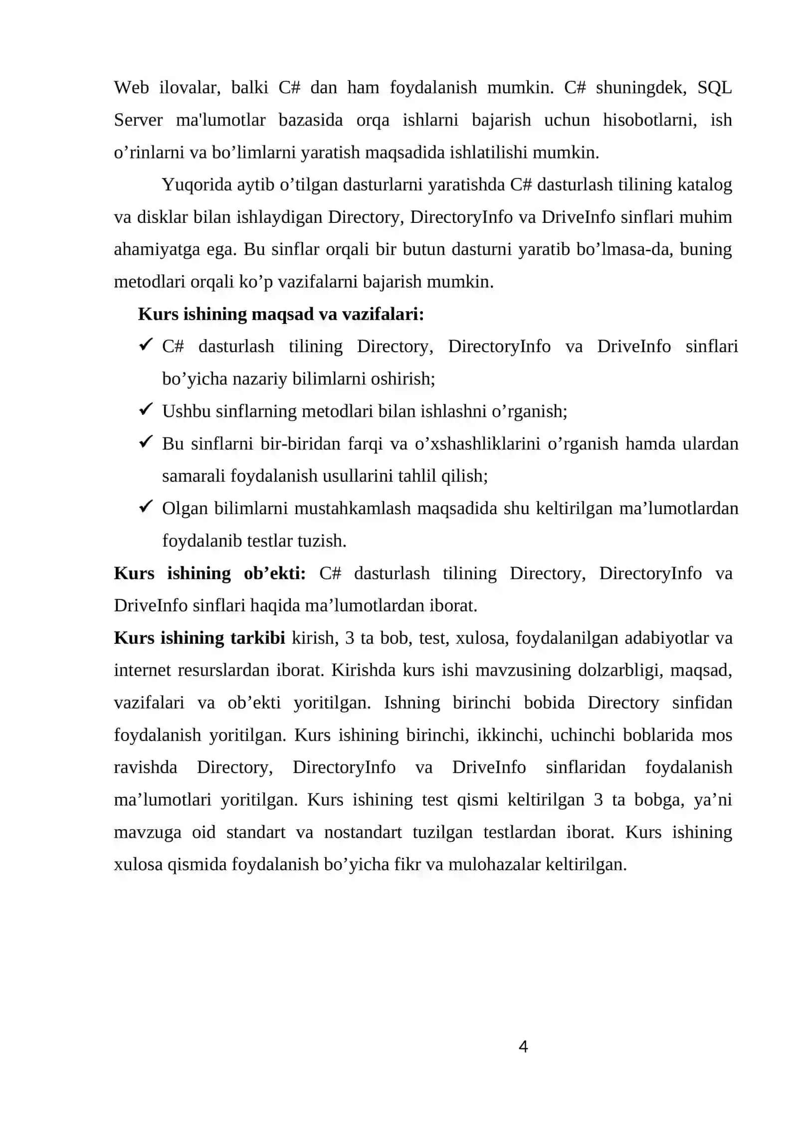 С# dasturlash tilining Directory, DirectoryInfo va DirectoryInfo sinflari, hamda ular bilan ishlash 4