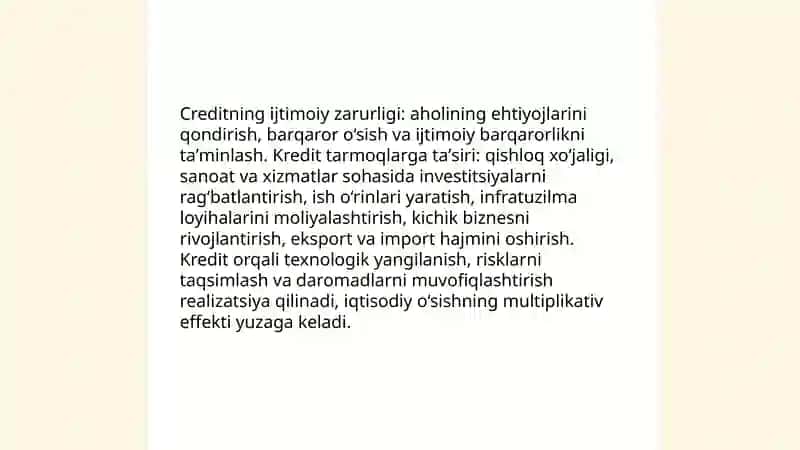 Kreditning zarurligi, funksiyalari turlari va shakllari 4