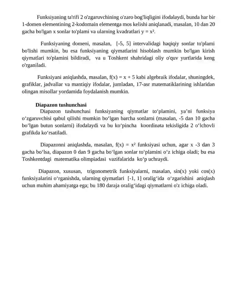 Funktsiyaning aniqlanish va qiymatkar sohasi 4