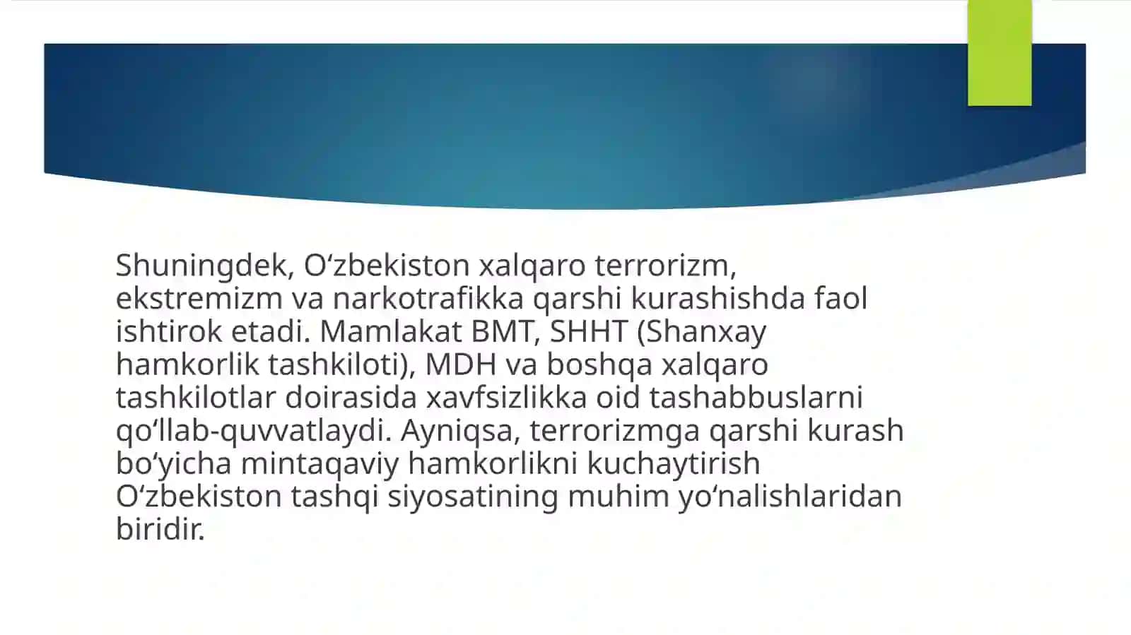 Global xavfsizlik va barqarorlikni ta’minlashdagi O‘zbekistonning ro‘li 4