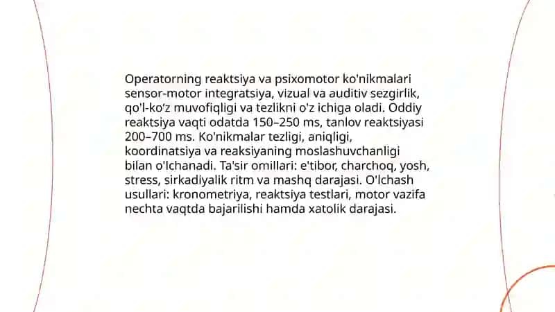 Operator faoliyatining psixologik va fiziologik tavsifnomasi 4