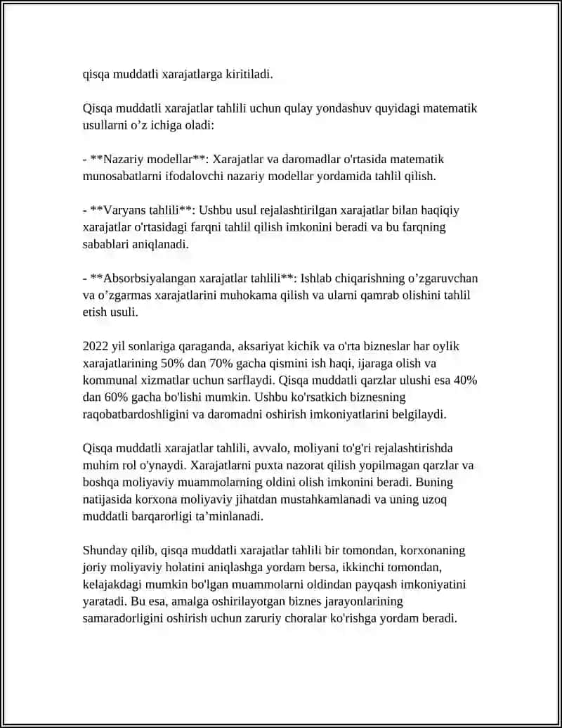 Qisqa muddatli va uzoq muddatli xarajatlar 4