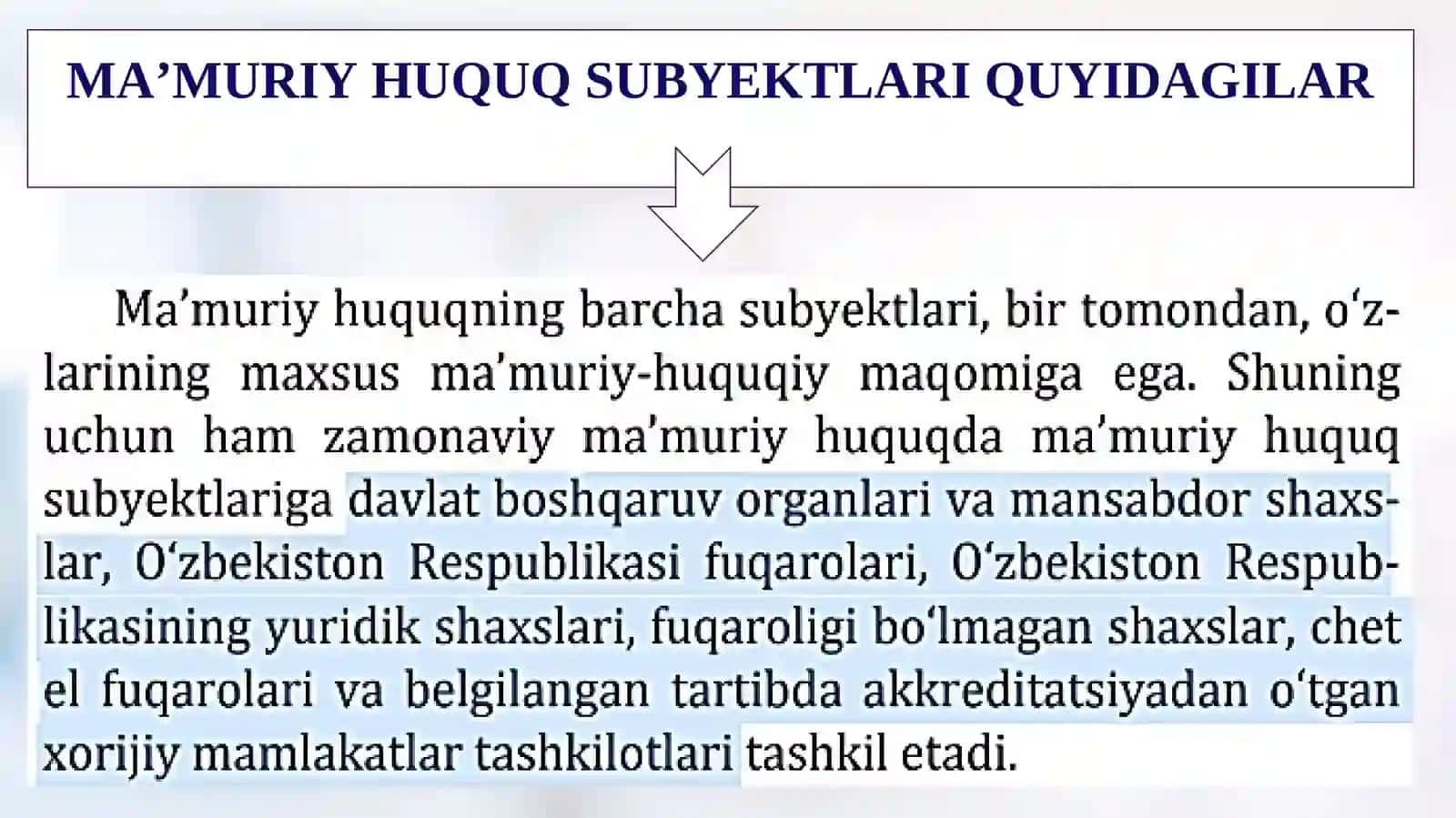 MA’MURIY HUQUQ SUBYEKTLARI VA MANBALARI 4