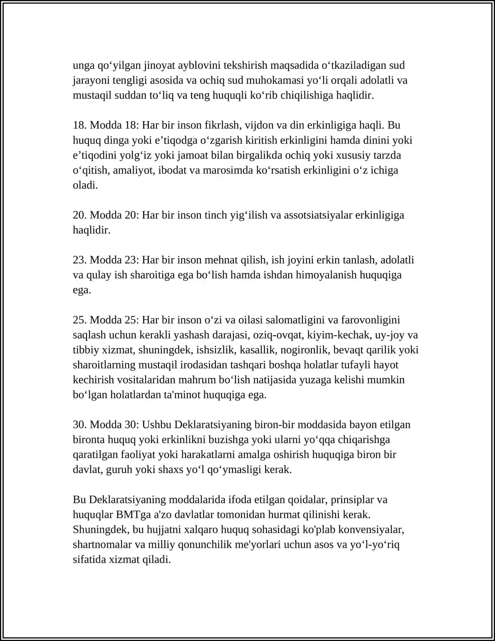 MUSTAQIL ISH Mavzu: INSON HUQUQLARI BOʻYICHA XALQARO STANDARTLAR 4